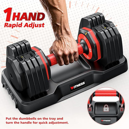 Adjustable Dumbbells Set of 2, 1 Hand Adjustable Weights Dumbbells Set, 5 in 1/10 in 1 Free Dumbbell with Anti-Slip Texture Handle, 25/55/80lb Pair Weight Set For Home Gym Suit both Men and Women