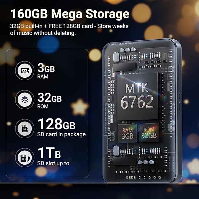 160GB MP3 Player with Bluetooth and WiFi, MECHEN Android 13 OS MP3 & MP4 Players with 4" Touchscreen and Speaker,Music Players with Spotify,Pandora, Audible, Amazon Music, Play Store