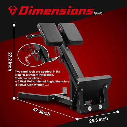 FANATICS Roman Chair Back Extension Machine Hyperextension Bench Reverse Hyper Lower Back Exercise Equipment Multi-Functional Core and Glute Workout Bench for Home Gym