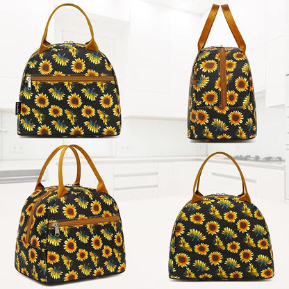 FlowFly Insulated Lunch Cooler Bag - Tote Bag Organizer for Women/Men, SunFlower