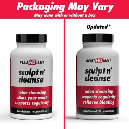HEALTH DIRECT Sculpt n' Cleanse - Herbal Colon Cleanse for Digestive Health & Regularity - Natural Detox & Gut Flush Supplement - 100 Veggie Capsules