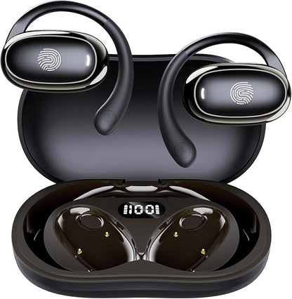 IFECCO Open Ear Headphones Bluetooth 5.4 - Wireless Open Ear Earbuds with Ddigital Display Charging Case,48H Playtime Premium Sound Sport Conduction Headphones for Running, Cycling Driving
