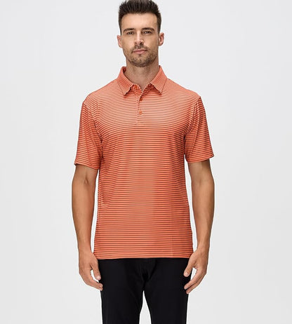 Esabel.C Jacquard Golf Shirts for Men Moisture Wicking Short Sleeve Performance Dry Fit Active Mens Polo Shirts