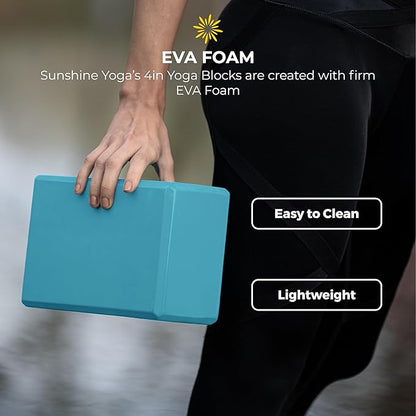 Sunshine Yoga 4" Yoga Block, 10 Pack Bulk EVA Foam Yoga Blocks, Firm and Supportive Yoga Brick, Balance Foam for Stretching, Pilates, and Workout, 4" x 6" x 9"