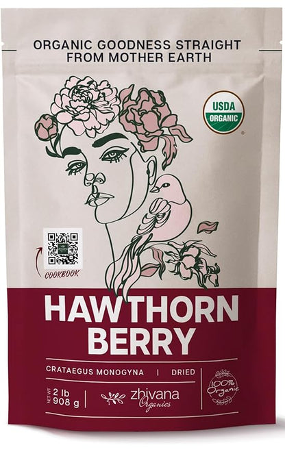 Hawthorn Berry Tea Organic (32oz.) - Hawthorne Berries for Herbal Tea, Tinctures, Recipes - Wild Crop - European Origin