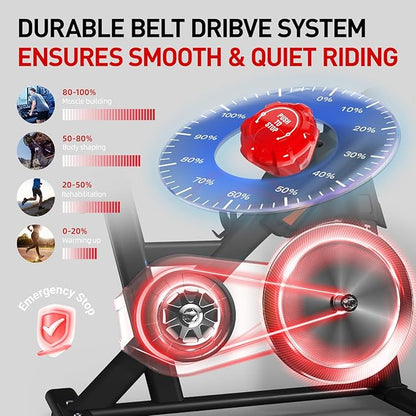 HARISON Exercise Bike, Stationary Bike for Home 350 lb Weight Capacity, Magnetic Workout Bike with Bluetooth App, Brake Pad Indoor Cycling Bike with Tablet Mount & Comfortable Seat Cushion