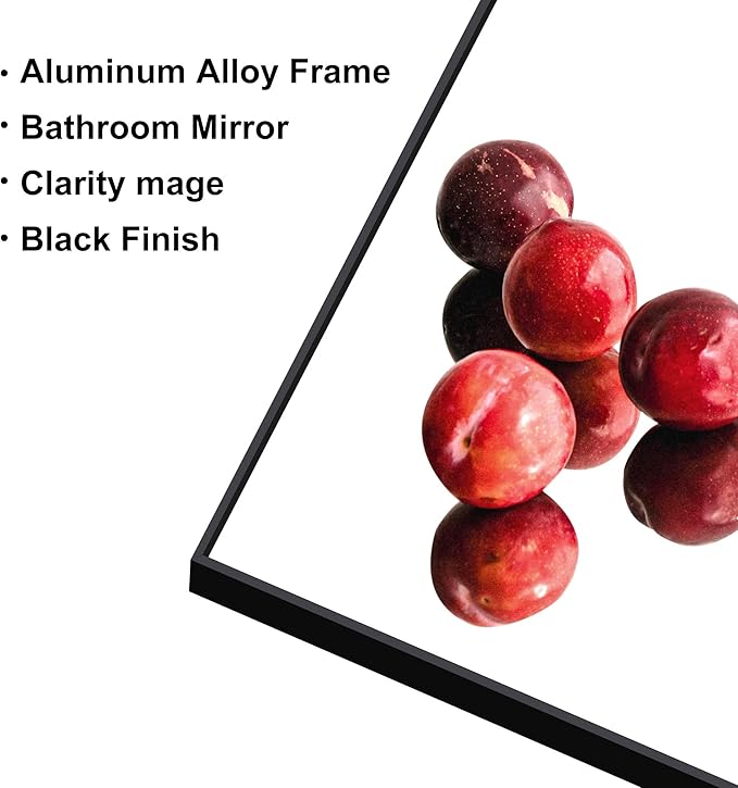 Black Bathroom Mirror for Wall, 36x40 Inch Rectangle Mirrors with Metal Frame, Modern Vanity Wall Mirror Decor for Entryway Hangs, Bathroom Living Room Horizontal or Vertical