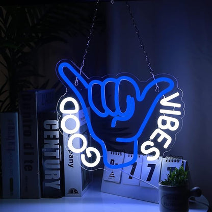 Good Vibes Neon Sign USB Powered for Room Decor, LED Neon Light Sign Dimmable Neon Wall Sign for Game Room Party Decoration Man Cave Kids Bedroom Wall Art 13 * 10.5 Inches