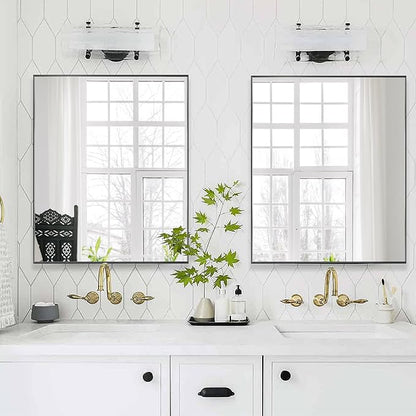 30x36 Inch Black Bathroom Mirror for Wall, Aluminum Frame Rectangle Rectangular Vanity Mirror, Modern Large for Bedroom, Living Room, Horizontal or Vertical