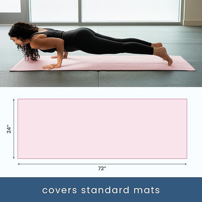 S&T INC. Yoga Mat Towel with Non-Slip Grip, Enhanced Silicone Grip, Soft and Absorbent for Gym, Pilates, and Hot Yoga Mat, 1 Pack, 24 inches x 72 inches, 340GSM, Pink