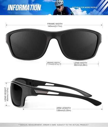 KALIYADI Polarized Sunglasses for Men, Sports Sun Glasses for Driving Cycling Fishing with UV protection