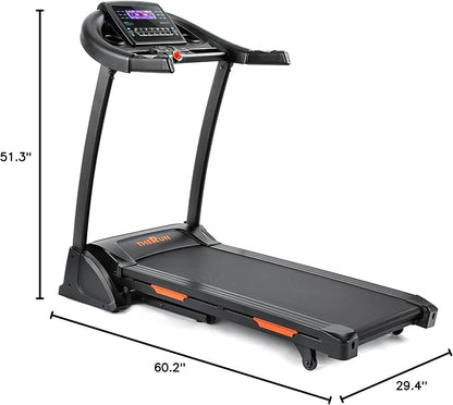 THERUN Incline Treadmill for Running and Walking, 300 lbs Weight Capacity Folding Treadmill with 0-15% Auto Incline, Wide Belt, 3.5HP, App, Heart Rate