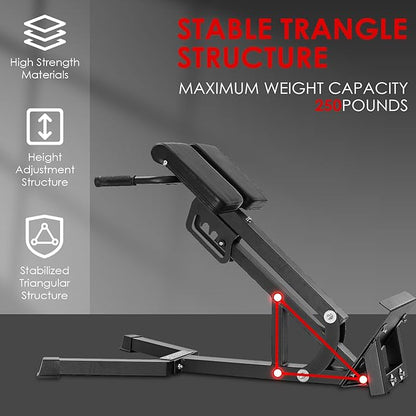 FANATICS Roman Chair Back Extension Machine Hyperextension Bench Reverse Hyper Lower Back Exercise Equipment Multi-Functional Core and Glute Workout Bench for Home Gym