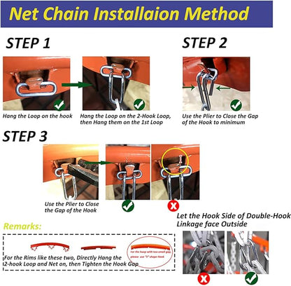 2 LBS Chain Basketball Net Heavy Duty Outdoor 0.12 Inch