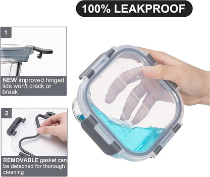 Glass Food Storage Containers with Lids Airtight, Glass Meal Prep Containers for Lunch, Glass Container Set, BPA Free（20 Pieces）