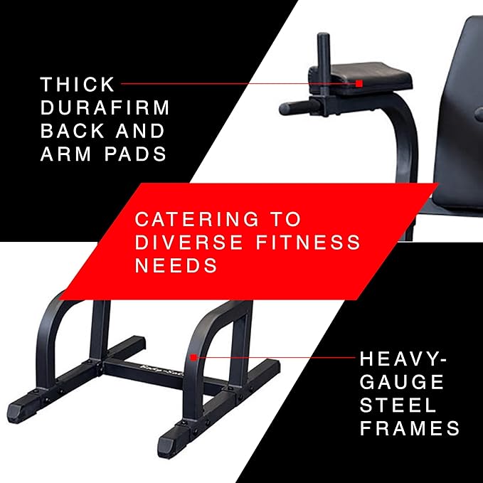 Body-Solid (GVKR60) Vertical Knee Raise with Dip Station for Abdominal and Core Training, Home and Commercial Gym