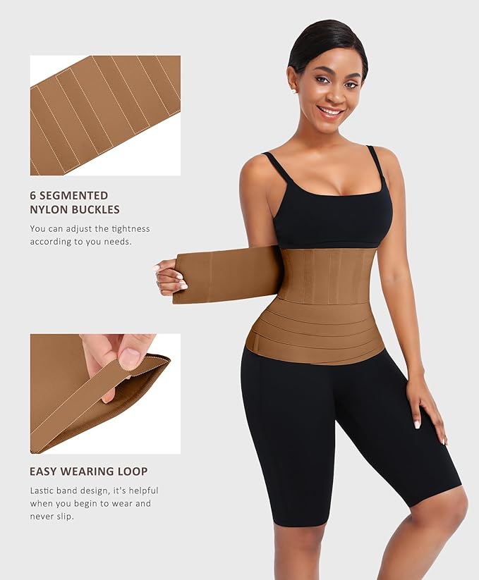 FeelinGirl Waist Trainer for Women Trimmer Belt Waist Cincher Tummy Wrap Plus Size Snatch Me Up Bandage Body Shaper