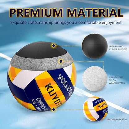 KUYOTQ Official Size 5 in&Outdoor Beach Volleyball,3MM Thickened Surface Soft Leather Youth Womens Mens Volleyball for Game Gym Training(Deflated)