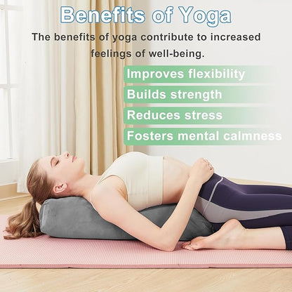 Rectangular Yoga Bolster Pillow, Meditation Pillow for Yin & Restorative Yoga, Filled with Wasted Sponge