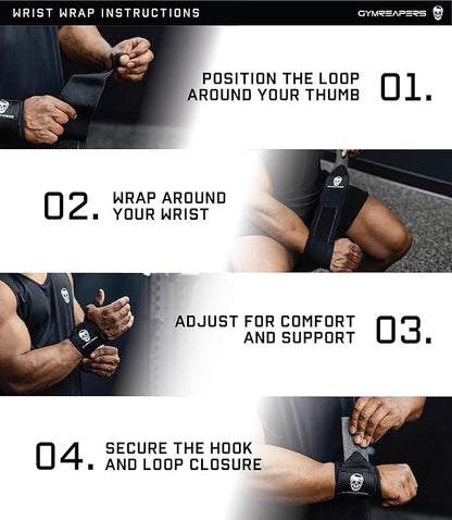 Gymreapers Weightlifting Wrist Wraps (IPF Approved) 18" Professional Quality Wrist Support with Heavy Duty Thumb Loop - Best Wrap for Powerlifting Competition, Strength Training, Bodybuilding