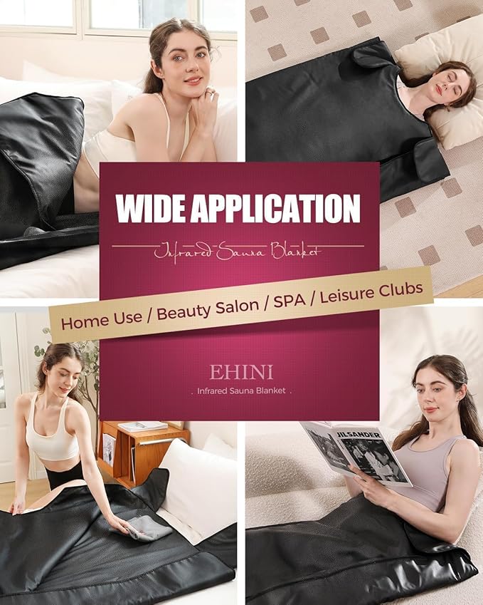 Infrared Sauna Blanket - Portable Far Infrared Sauna for Home Relaxation - PU Sauna Blanket - Infrared Blanket Sauna with 77–176 °F Temp Range（Pure Black）