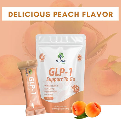 GLP-1 Supplement | Natural GLP-1 Production | GLP 1 Booster Drink Mix to Control Appetite and Cravings | Great Tasting Metabolic Support - Yerba Mate, Garcinia Cambogia, Berberine [Peach]