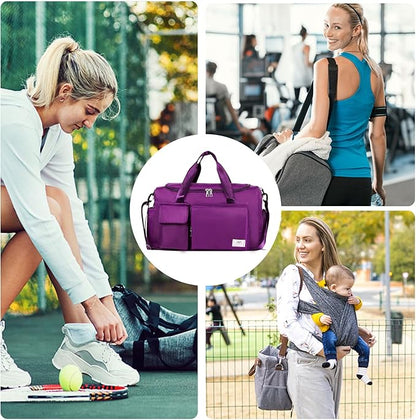 FIORETTO Women's Gym Duffle Bag with Shoes Compartment, 37L Capacity, Ideal for Travel, Gym, Sports, Duffel, Weekender