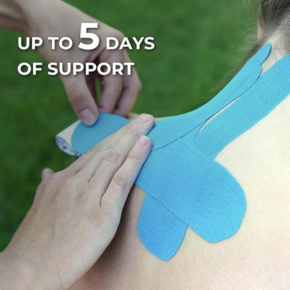 (3 Pack) Kinesiology Tape for Physical Therapy Sports Athletes–Latex Free Elastic Kinetic Tape 16ft Water Resistant Kinetic Uncut Sport Tape for Knee Pain, Shoulder Muscle & Elbow(Black+Blue+Beige)