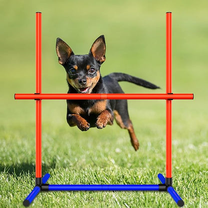2-Set Adjustable Dog Agility Training Equipment for Backyard Set for Dogs