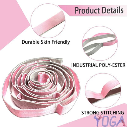 Stretching Strap Yoga Strap with Loops, Stretch Straps for Physical Therapy, Non-Elastic Exercise Strap for Pilates, Dance and Gymnastics with Workout Guide