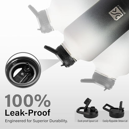 Insulated Water Bottle | Thickened Stainless Steel Vacuum Metal | Portable Sports Half Gallon Large Water Jug for Gym and Hiking with Straw, Carrier Bag, Handle Strap | BPA-Free 64 oz