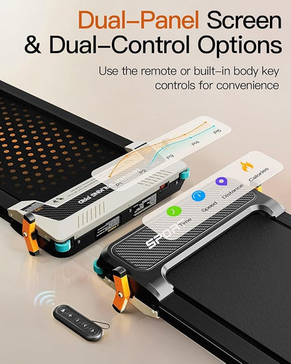 FUNRAY Versatile Walking Pad Treadmill with Incline - Dual-Sided Under Desk Treadmill with Foot Massage,2 in 1 Walking Machine for Home/Office with 330LBS Weight Capacity