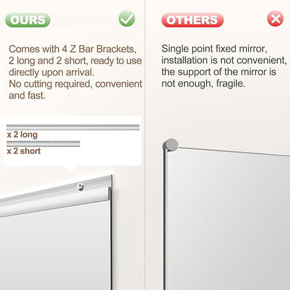 Hasipu Home Gym Mirror 95" L x 39" W - 1PC Large Full Body Mirror for Yoga, Wall-Mounted Mirrors for Fitness, Garage, Dance Studio, 0.16in Tempered Glass Frameless