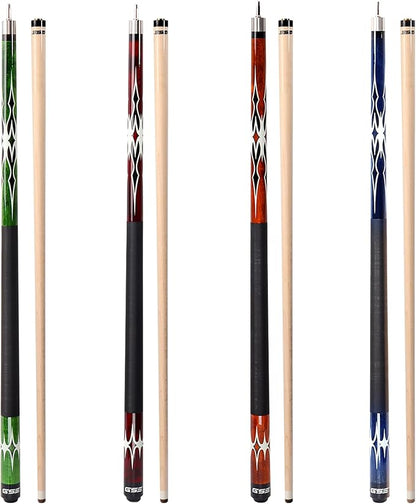 GSE Games & Sports Expert 58" 2-Piece Canadian Maple Hardwood Billiard Pool Cue Sticks for Men/Women, House or Commercial/Bar Use (Several Colors, Weight 18oz, 19oz, 20oz, 21oz Available)