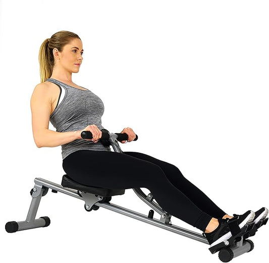 Sunny Health & Fitness Compact Adjustable Rowing Machine with 12 Levels of Resistance for Complete Body Workouts and Optional Free SunnyFit App Enhanced Connectivity