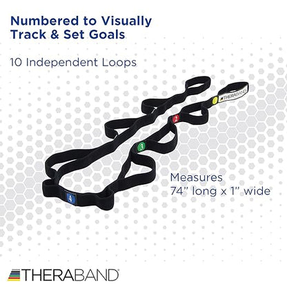 THERABAND Stretch Strap with Loops to Increase Flexibility, Dynamic Stretching Tool for Athletes Including Dancers, Cheerleaders, Gymnasts, Runners, Pilates and Yoga Elastic Stretch Out Band