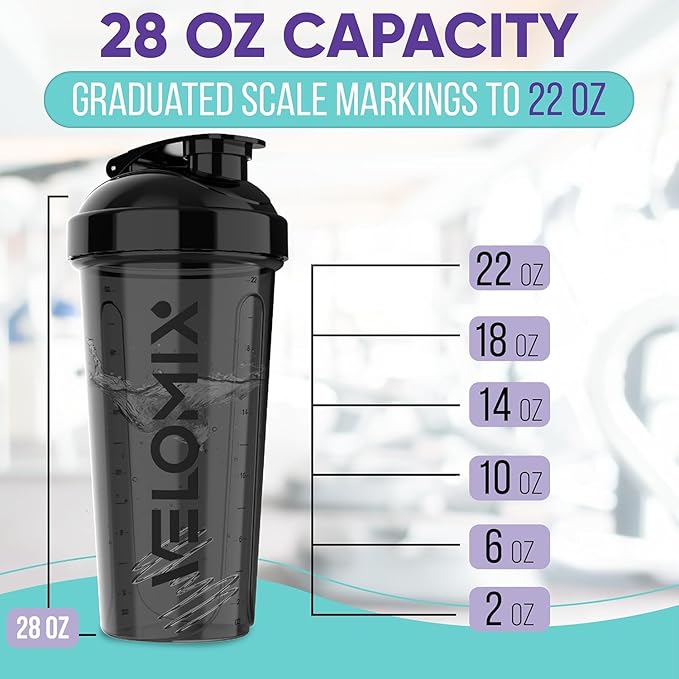 '-2 Pack- 28 oz Protein Shaker Bottles for Protein Mixes - 2x Wire Whisk | Leak Proof Shaker Cups for Protein Shakes | Protein Shaker Bottle Pack | Shakers for Protein Shakes - 2xBlack