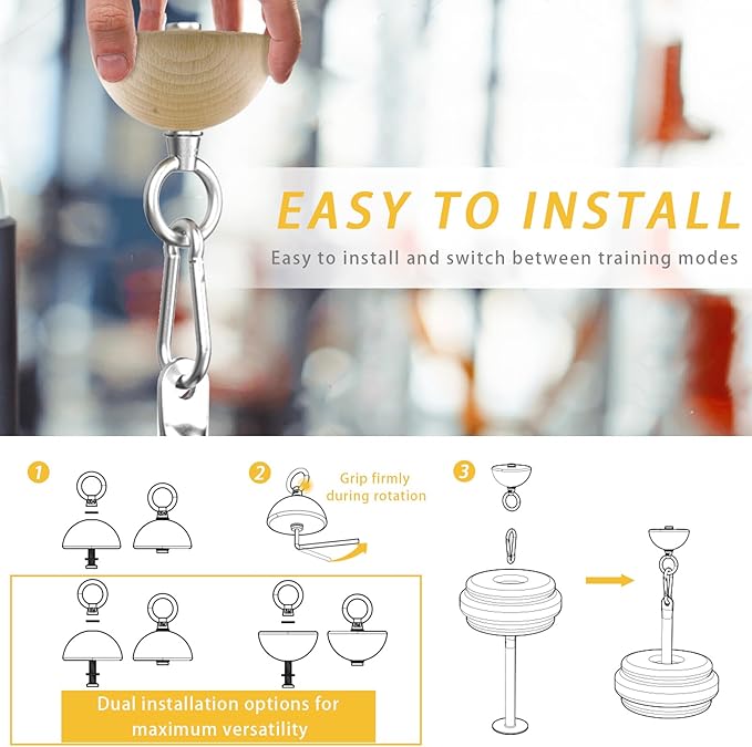 Grip Strength Training Beech Wood Pinch Block & Half-Sphere Ball with Loading Pin – Hand, Finger, Forearm Workout Set for Climbing, Lifting, Fitness Training