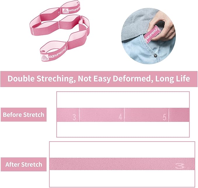 Premium Durable Stretch Straps with Loops, Stretching Strap for Physical Therapy, Multi-Loop Yoga Strap Fitness Exercise Strap for Yoga, Pilates, Dance, Flexibility&Exercise