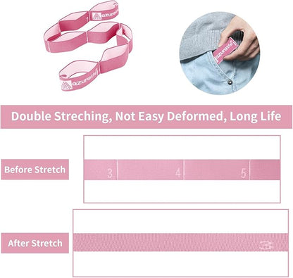 Premium Durable Stretch Straps with Loops, Stretching Strap for Physical Therapy, Multi-Loop Yoga Strap Fitness Exercise Strap for Yoga, Pilates, Dance, Flexibility&Exercise
