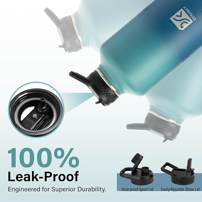 Insulated Water Bottle | Thickened Stainless Steel Vacuum Metal | Portable Sports Half Gallon Large Water Jug for Gym and Hiking with Straw, Carrier Bag, Handle Strap | BPA-Free 64 oz