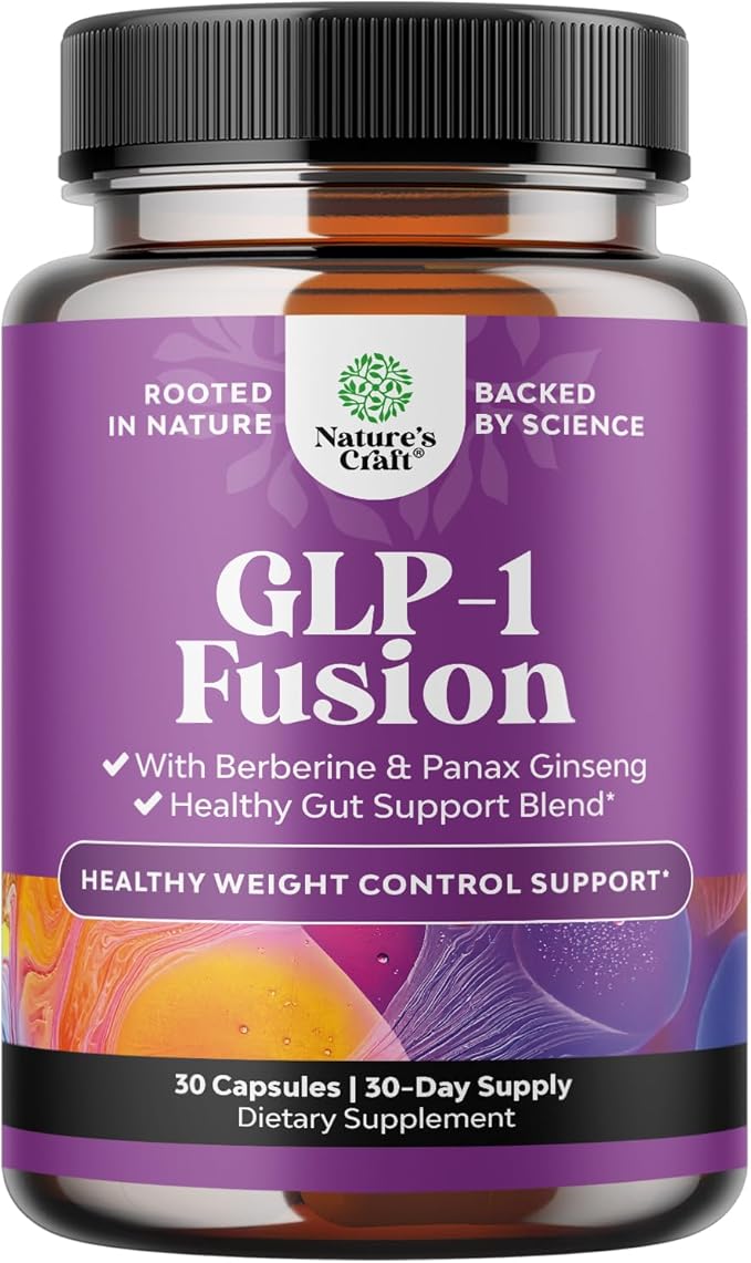 GLP-1 Berberine Supplement - One a Day Healthy Gut Berberine Complex with Panax Ginseng Turmeric Curcumin & Cayenne Pepper for Metabolic Balance - Gluten Free Vegan and Non-GMO (1 Month Supply)