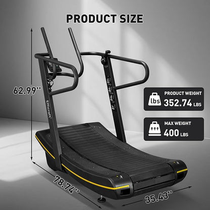 Manual Curved Treadmill, 8-Level Resistance, LCD Display, Non-Electric Fitness Equipment for Home & Gym, Cardio & Anaerobic Training