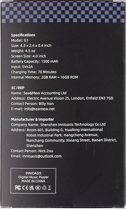 innioasis 80GB MP3 Player with Bluetooth and WiFi, MP3 Player for Kids with Spotify, Spotify Kids, Pandora, Audible, 4.0" Touch Screen Music Player with Parental Controls, Up to 1TB (White+ Purple)