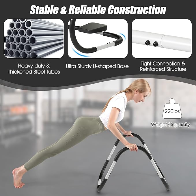 GYMAX Ab Cruncher, Abdominal Trainer Sit up Assistant Roller with Padded Headrest, Fitness Exercise Training Machine for Core Muscle, Home Gym Portable Ab Mat Trainer (White)