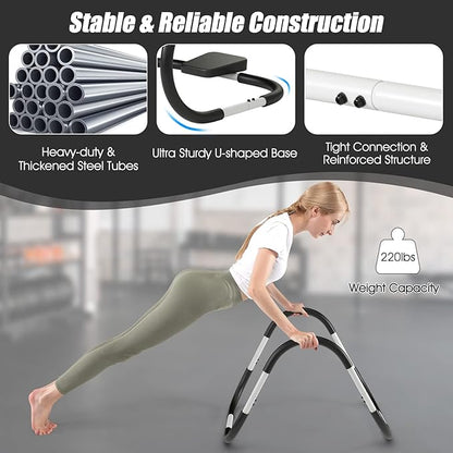 GYMAX Ab Cruncher, Abdominal Trainer Sit up Assistant Roller with Padded Headrest, Fitness Exercise Training Machine for Core Muscle, Home Gym Portable Ab Mat Trainer (White)