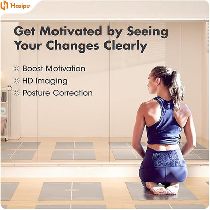 Hasipu Home Gym Mirror 48" L x 30" W - 2PCS Large Full Body Mirror for Yoga, Wall-Mounted Mirrors for Fitness, Garage, Dance Studio, 0.16in Tempered Glass Frameless