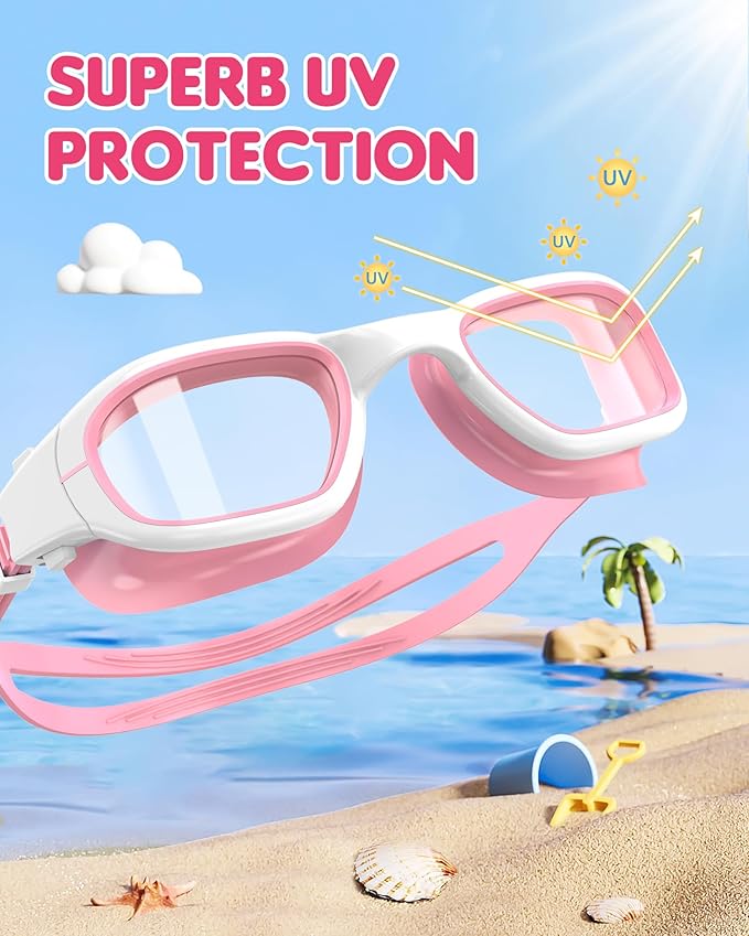 Kids Swim Goggles,Swimming Goggles for Kids 6-14, Anti-Fog UV Protection Pool Glasses for Boys Girls