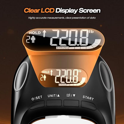 Grip Strength Tester & Trainer 2-in-1 Combo Set-Digital Hand Dynamometer with LCD Display, Max 400lb/180kg Capacity, Resistance Ring with Ergonomic Design for Sports, Gym, Home & Rehab