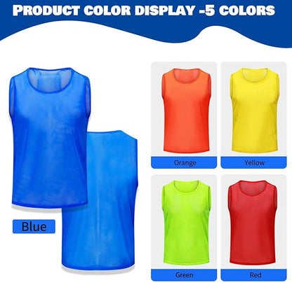 12/24/48PCS Pinnies Youth Team Pennies for Sports Kids and Scrimmage Vests for Soccer Basketball Jersey Practice